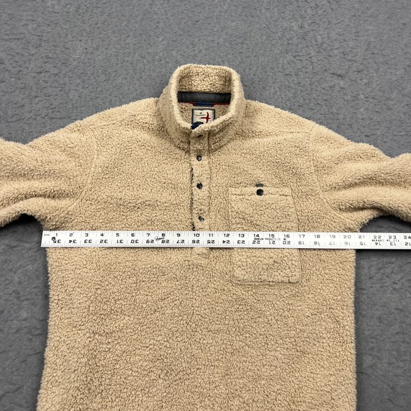 Relwen Fleece Mens Small Biege Shag Pile Snap 1/4 Zip Pullover Deep Pile Sherpa - Picture 3 of 8